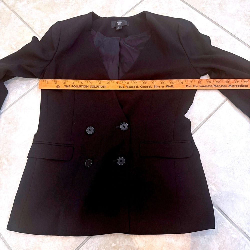 J.Crew 365 Womens Black Collarless Double‎ Breasted Blazer Jacket 6P Petite